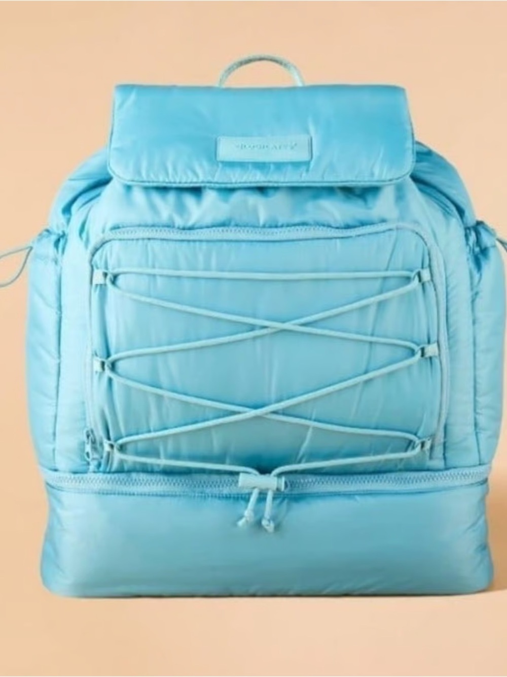 Blogliates Light Blue Quilted Nylon Backpack